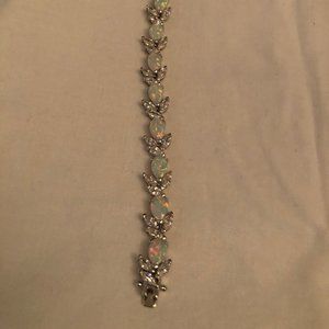Susanne Somers Silver Opal and CZ Bracelet